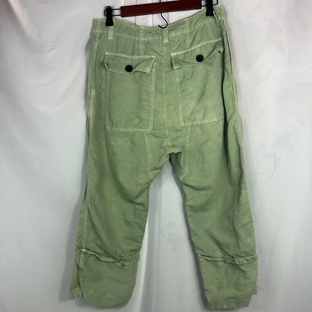 Zara cargo linen blend turn up hem trousers size M